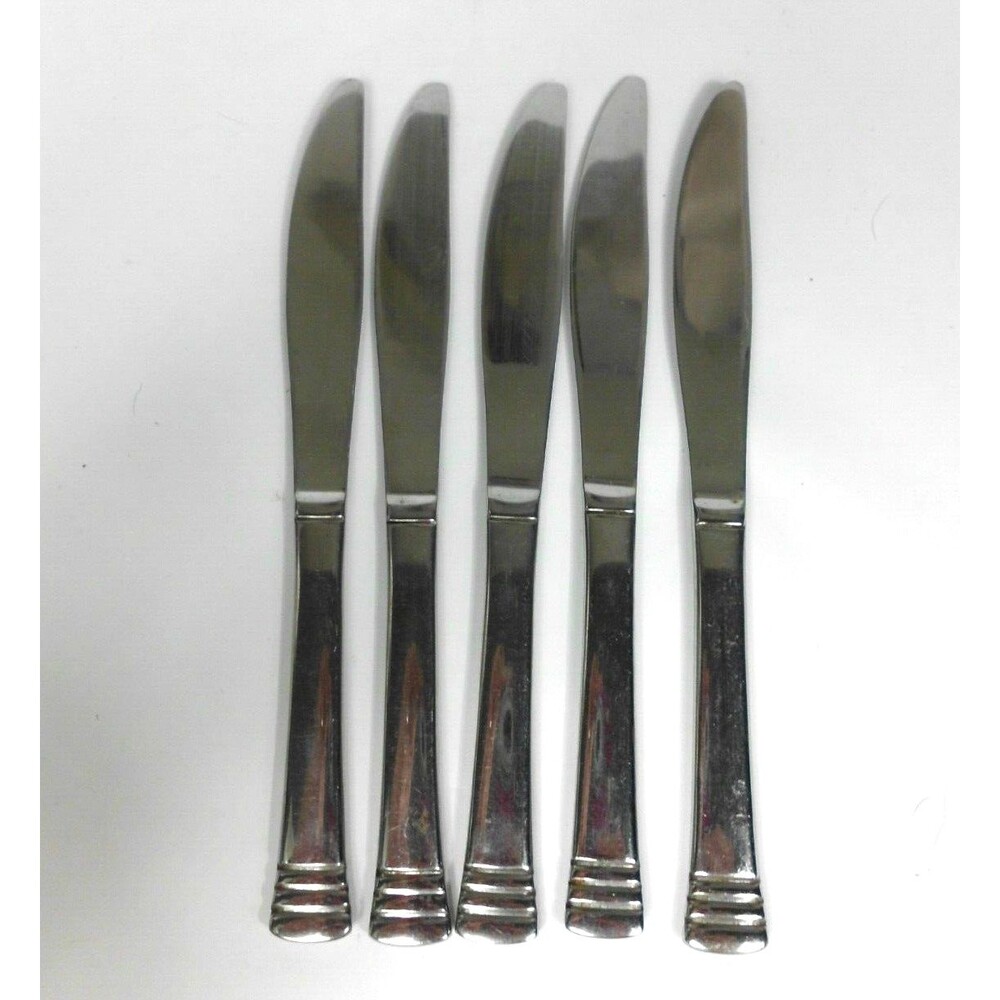 Cambridge Codie Stainless Flatware Dinner Knives Knife 8.5 Inch Ribbed Lot of 5